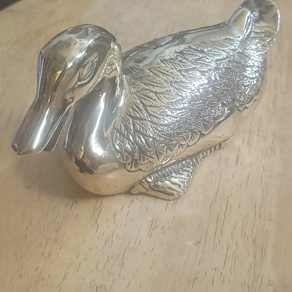 Vtg Brass Duck Figurine